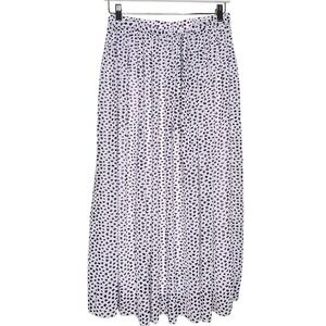 Joie Pleated‎ Midi Pullon Skirt Belted White Black Polka Dots Lined